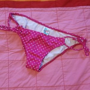 Roxy pink and white polka dot bikini bottoms
